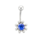 Preview: bauchnabelpiercing aus edelstehl mit kleinen kugeln strass blau saphir Preview: bauchnabelpiercing aus edelstehl mit kleinen kugeln strass blau saphir