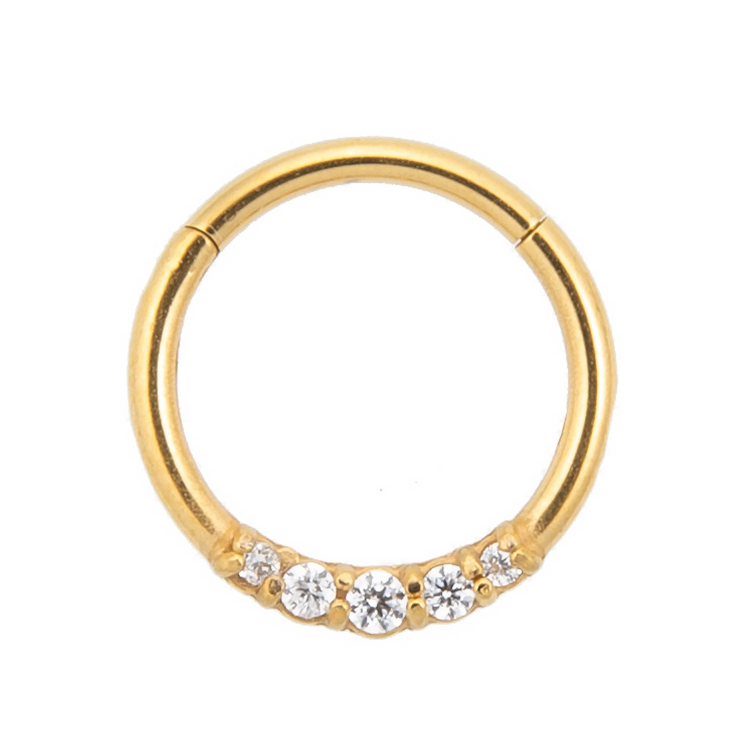 scharnierring clicker piercing goldfarbig mit 5 strass