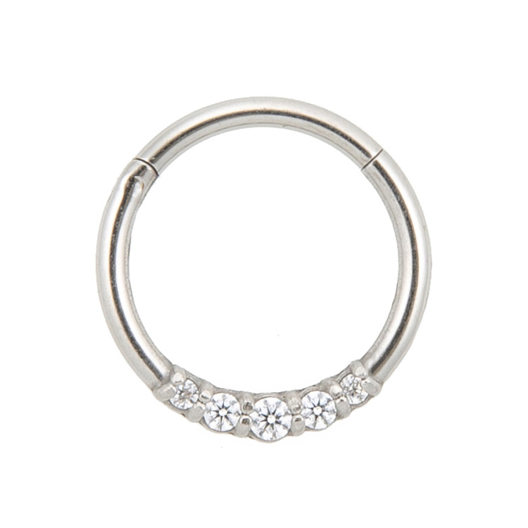 clicker piercing edelstahl mit 5 strasssteinen