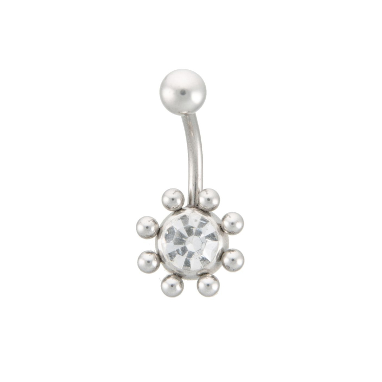 bauchnabelpiercing aus edelstehl mit kleinen kugeln strass crystal
