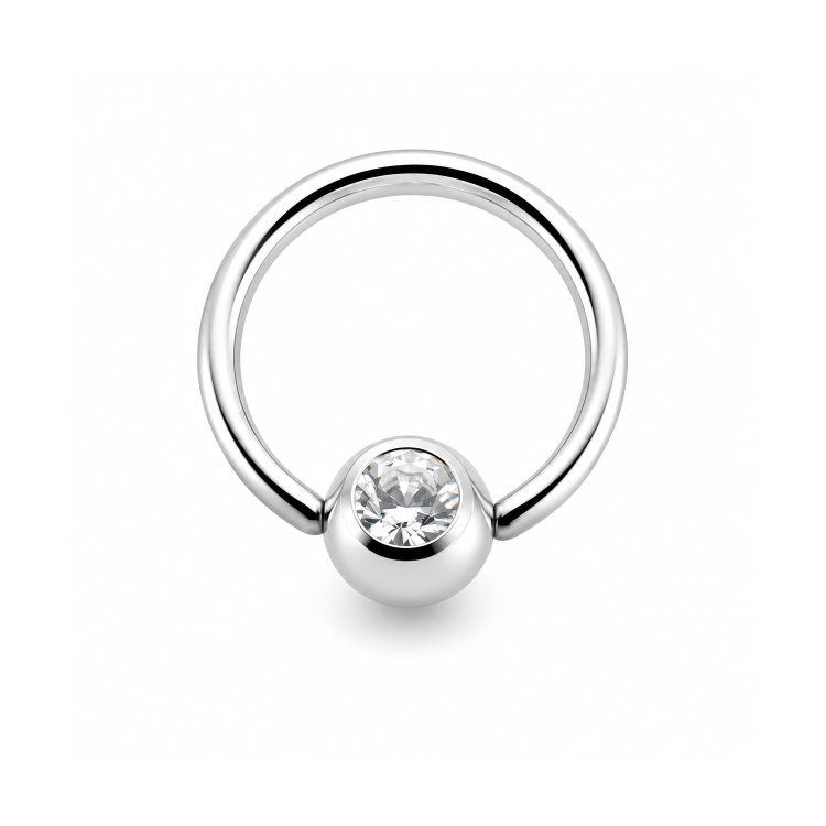 piercing klemmkugelring mit strasskugel
