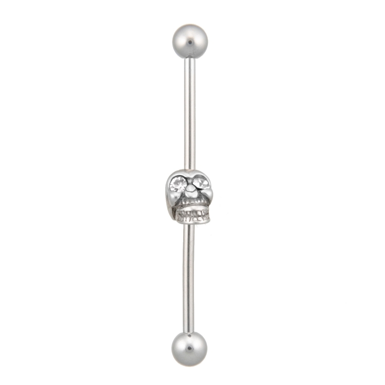 industrial barbell totenkopf augen crystal