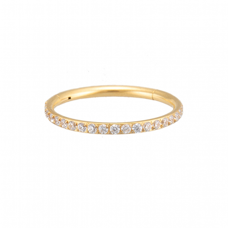 piercing clicker goldfarbig edelstahl strass vorne