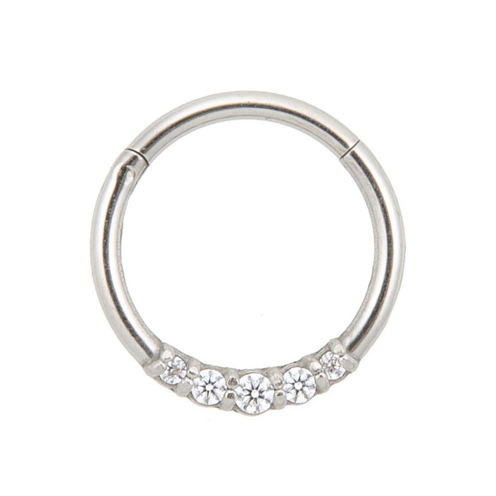 clicker piercing edelstahl mit 5 strasssteinen