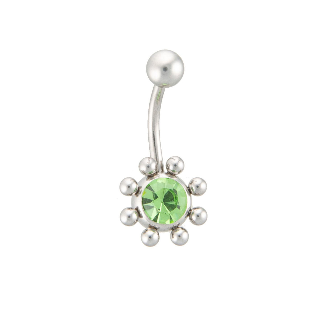 bauchnabelpiercing aus edelstehl mit kleinen kugeln strass hellgrün peridot bauchnabelpiercing aus edelstehl mit kleinen kugeln strass hellgrün peridot