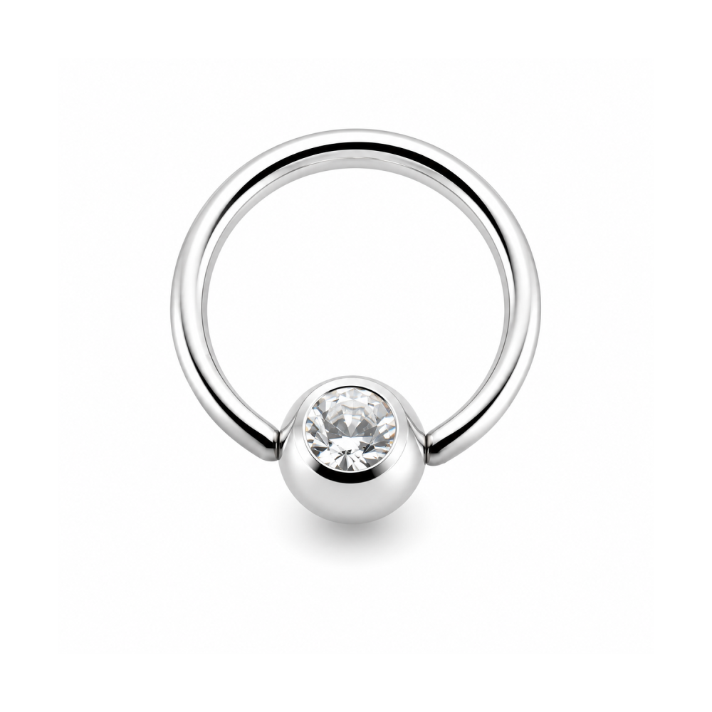 piercing klemmkugelring mit strasskugel
