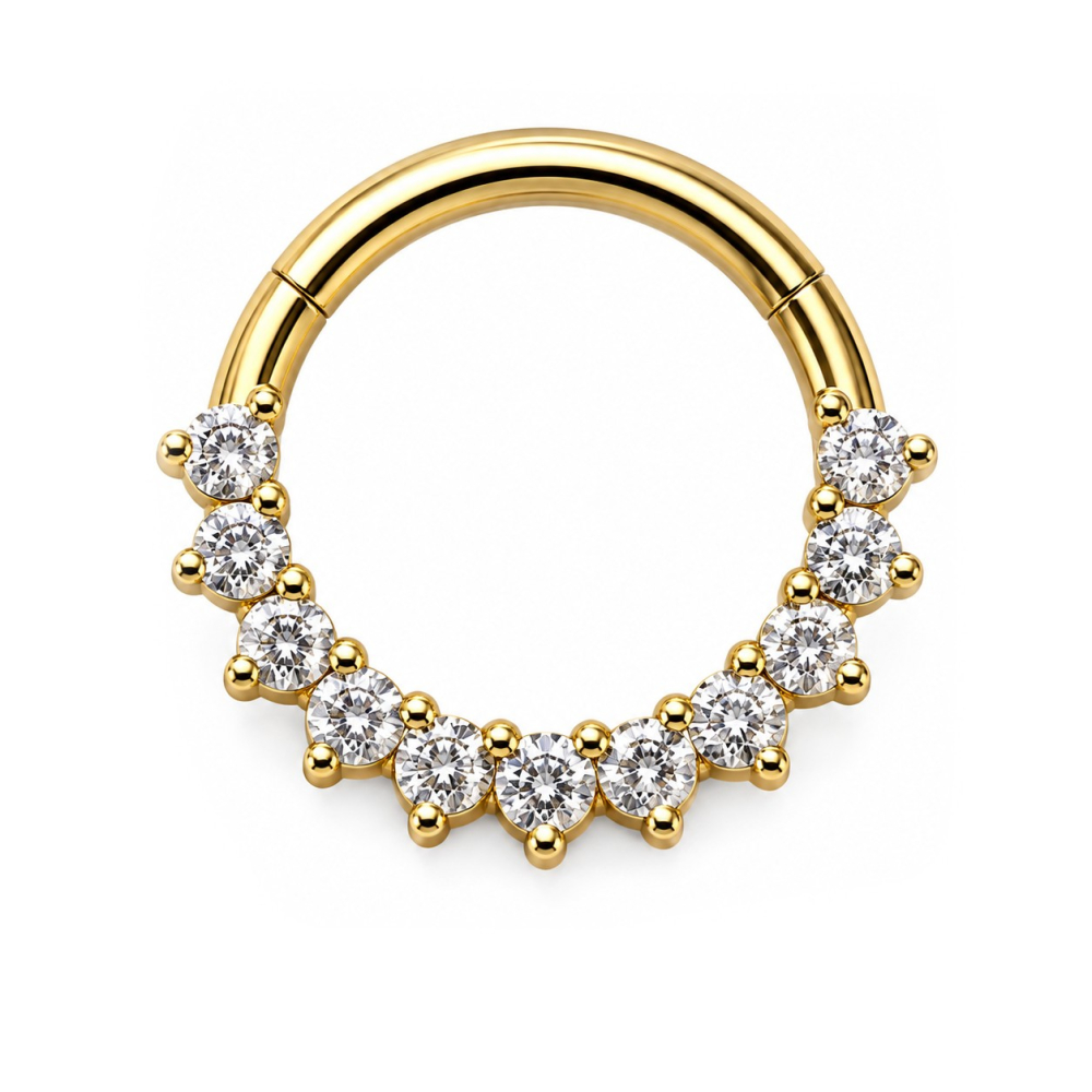 goldfarbiges clicker piercing mit 11 strass