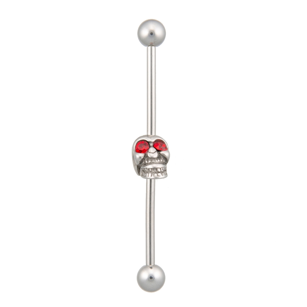 industrial barbell totenkopf rote augen industrial barbell totenkopf rote augen