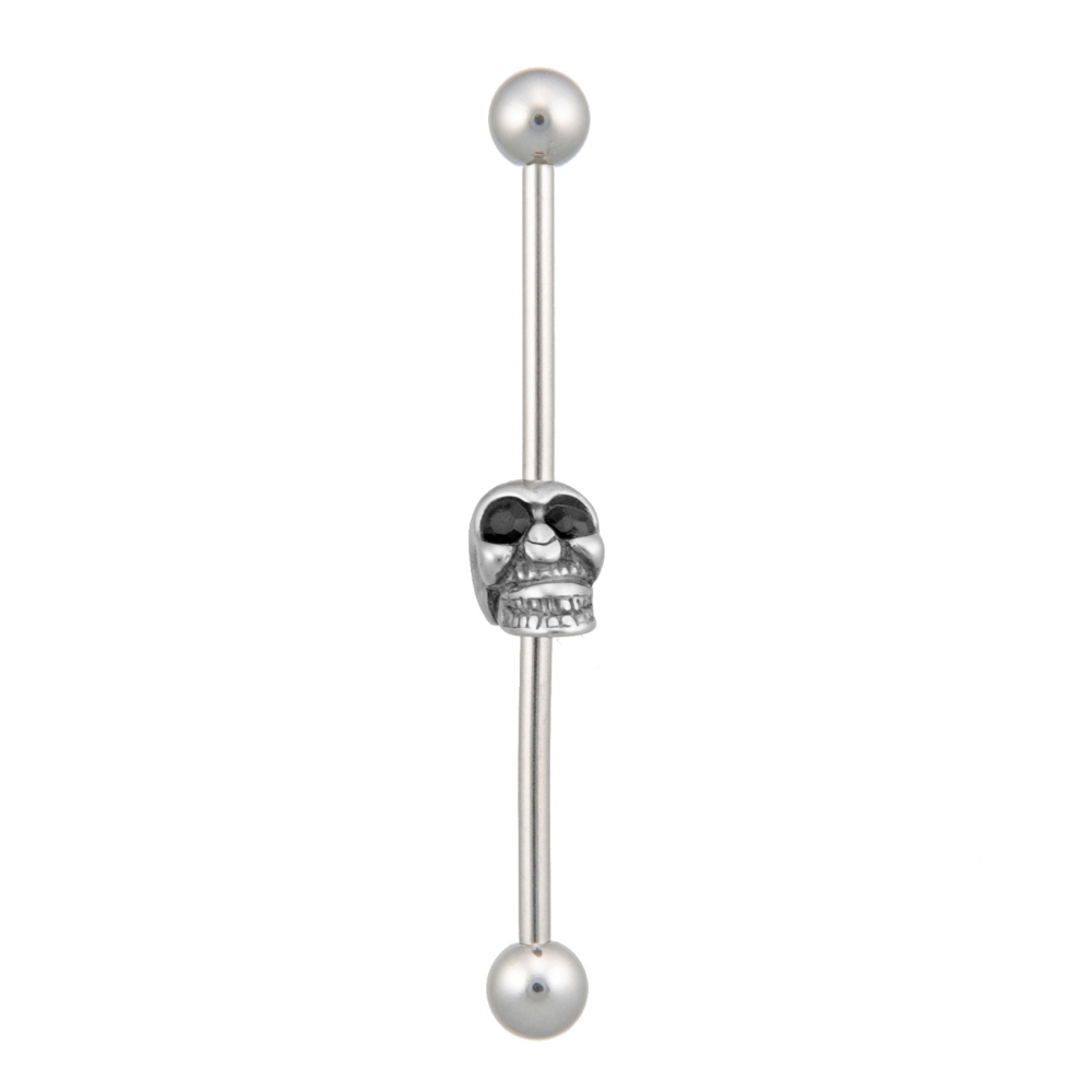 industrial barbell totenkopf schwarze augen industrial barbell totenkopf schwarze augen