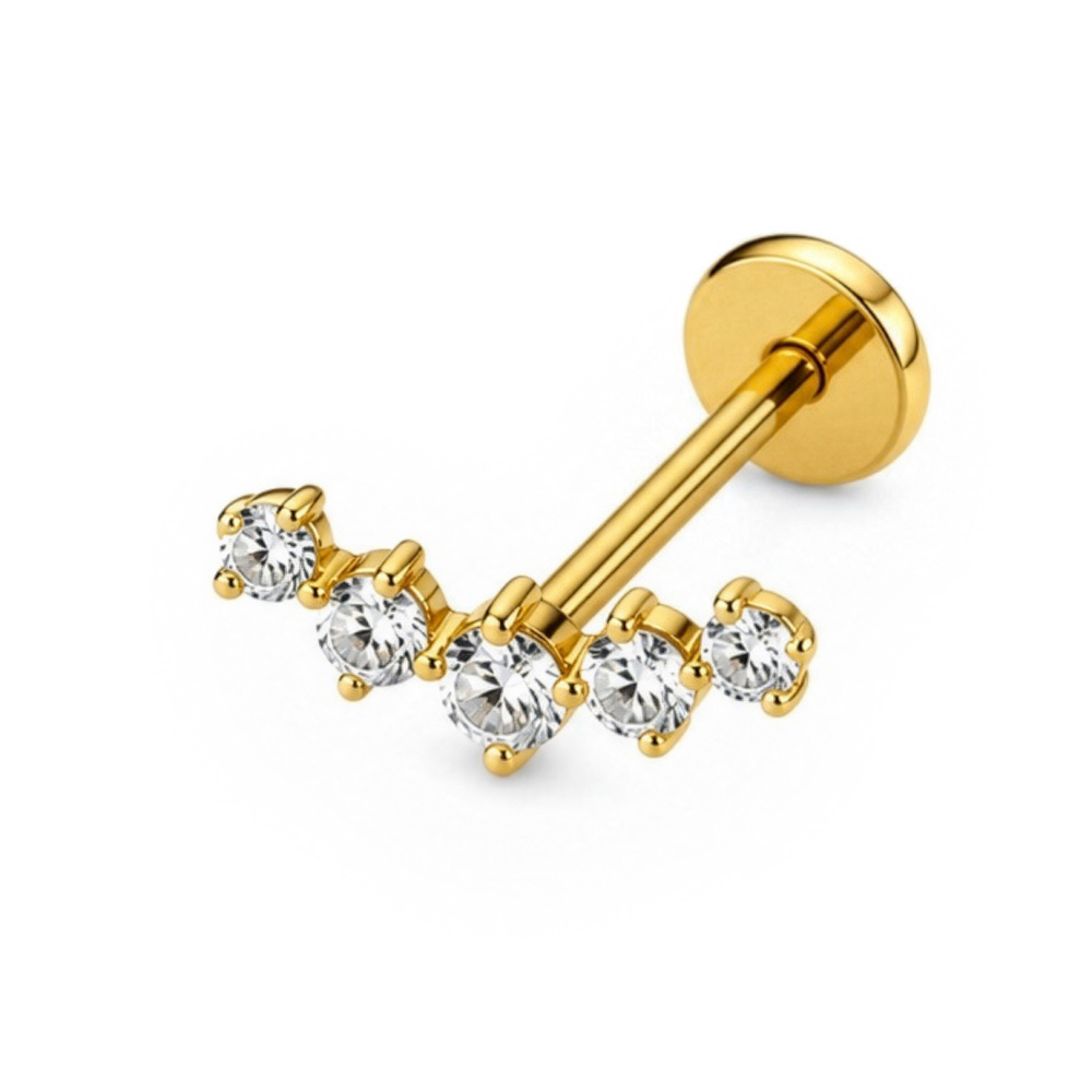 labret titan goldfarbig mit 5 strass