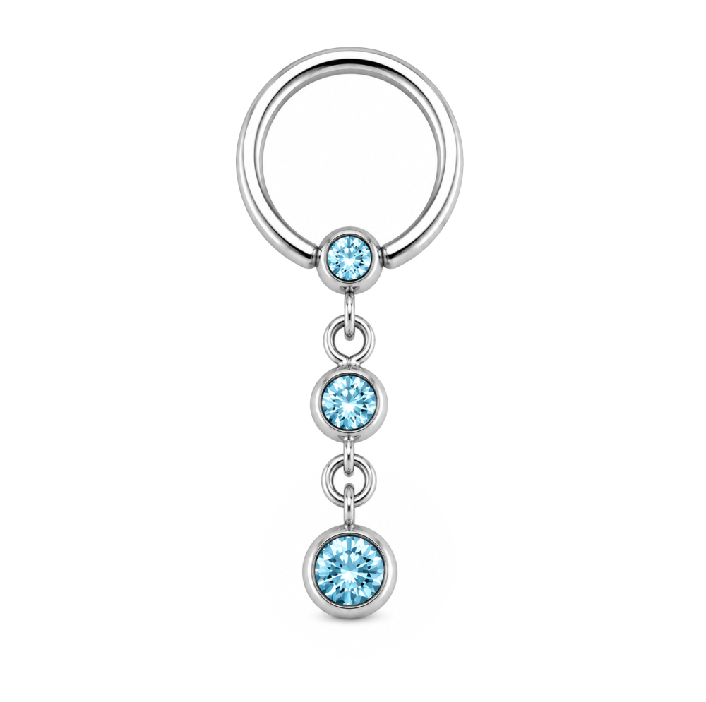piercing ring mit kette und strass