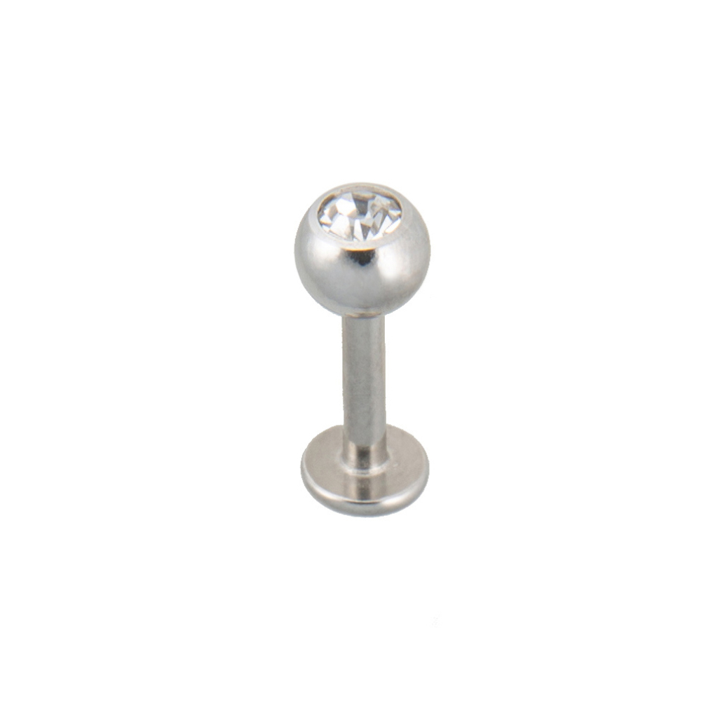 Labret aus Titan mit Strasskugel