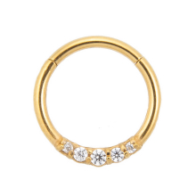 scharnierring clicker piercing goldfarbig mit 5 strass
