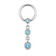 piercing ring mit kette und strass