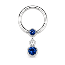 piercingring strass blau kette